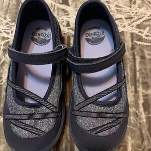 OshKosh B'gosh Navy and Silver Dress Shoes with Elastic Straps